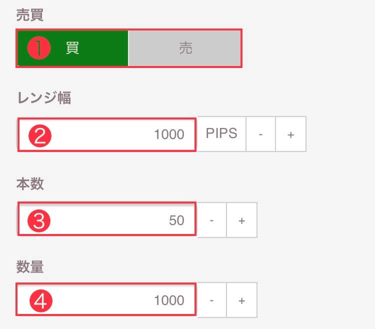 ビルダー設定①～④